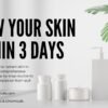 An advertisement for "Glow Your Skin Within 3 Days" by Star Soap & Chemicals. The image features the company logo, a bold title, and product description. Various skincare product containers are displayed alongside decorative green leaves. The keyword "glow up your skin" is central to the image's theme of skin transformation.